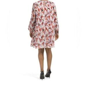 ELLEN TRACY women’s Coral Multi Long Sleeve Floral Mini Dress multicolor  M New